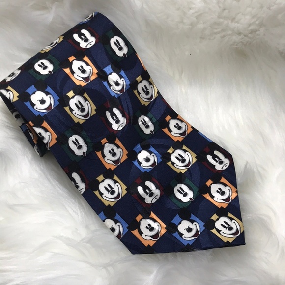 Disney World Mickey Mouse Dark Blue Tie Silk - Picture 1 of 5
